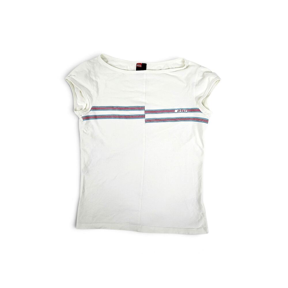 Y2k Diesel Euro Baby Tee Vintage White Top - Size - Large